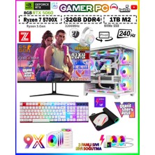 Zeiron Warrior Eagle X55 White Pro Ryzen 7 5700X 32GB 1TB M.2 SSD⚡RTX5060⚡27" 240Hz Sıvı Soğutmalı Premium Oyuncu Bilgisayar