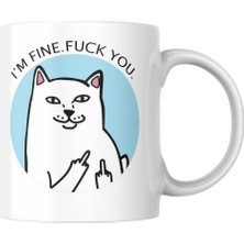 1001 Kedi Baskılı Iyiyim Ben Komik Kupa Bardak Hediyelik Çay Kahve Kupası Coffee Mug