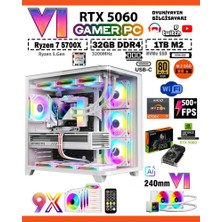 Zeiron Mirage X50 Pro White⚡RTX5060⚡8GB ∣ R7 5700X ∣ 32GB RAM ∣ 1TB M.2 SSD Sıvı Soğutmalı Oyun Bilgisayarı