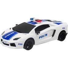 Toysan 1:12 Sürtmeli Polis Arabası Beyaz Renkli Çocuklar İçin Eğlenceli Oyuncak Araç