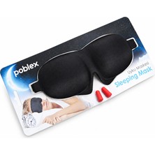 Poblex 3D Uyku Maskesi Siyah + Köpük Kulak Tıkacı