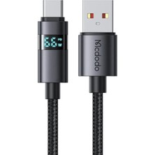 Mcdodo CA-6520 Usb-A To Usb-C Kablosu Yatay LED Ekranlı Siyah