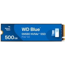 Western Digital Wd Blue SN580 Nvme SSD 500 GB (Pcıe Gen4 X4, 4.000 Mb/s'ye Kadar Okuma, M.2 2280, Ncache 4.0 Teknolojisi) Mavi
