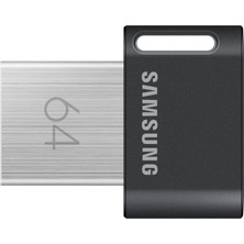 Samsung Fıt Plus USB Bellek Tip-A, 64 Gb, 300 Mb/s Okuma, 30 Mb/s Yazma, Anahtar Halkalı Kompakt USB 3.1 Bellek Çubuğu, Gri, MUF-64AB/APC