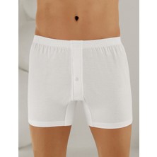 Şahinler Erkek Boxer Beyaz 6'lı Paket Pamuklu Penye M Beden Desensiz Rahat Kullanım ME010