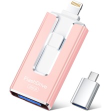 Sudeho IPhone Için Sudeho USB Stick 256 Gb, Mfi 4 'ü 1 Arada Memory Stick, Rose Pink