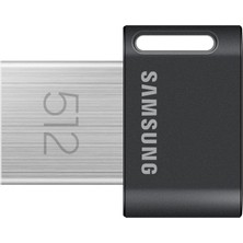 Samsung Fıt Plus USB Stick Type-A, 512 Gb, 400 Mb/s Okuma, 110 Mb/s Yazma, Anahtar Halkalı Kompakt USB 3.2 Bellek Çubuğu, Gri, MUF-512AB/APC