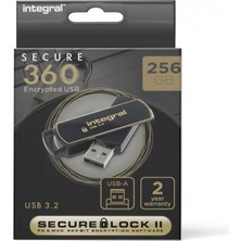 İntegral Integral Entegre 256GB SECURE360 256-BIT Yazılım Şifreli 3.0 USB Bellek - Çalışan ve Şifreli Çift Bölüm, Şifre Saldırılarına Karşı Akıllı Koruma ve 360 ​​derece Dönen Gövde