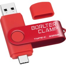 Borlter Clamp Type C USB Stick 512GB, Borlterclamp 2'si 1 Arada Otg Memory Stick USB 3.0 Android Akıllı Telefon Için Çift Bağlantı Noktalı USB C Flash Sürücü Samsung S10/S9/S8, Huawei, Tabletler ve Bi