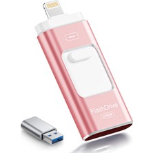 Rospe iPhone Için Rospe Mfi USB Bellek 256 Gb, Lightning ve Usb-C Çubuk, Gül Pembesi