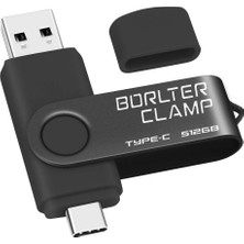 Borlter Clamp Type C USB Stick 512GB, Borlterclamp 2'si 1 Arada Otg Memory Stick USB 3.0 Android Akıllı Telefon Için Çift Bağlantı Noktalı USB C Flash Sürücü Samsung S10/S9/S8, Huawei, Tabletler ve Bi