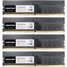 Gigastone [ddr4 Ram] Gıgastone 64 GB Kit (4X16 Gb) Ddr4 2666 Mhz (2400 Mhz Veya 2133 Mhz) PC4-21300(PC4-19200/17000) CL19 1,2 V Udımm 288PIN Ecc Olmayan Tamponsuz Pc Masaüstü Yüksek Performanslı Ram Y