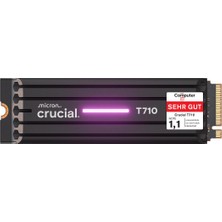 Crucial T710 SSD 2 Tb M.2 Nvme Pcıe 5.0 X4 Gen5, Soğutuculu, 14.500 Mb/s'ye Kadar Okuma, 13.800 Mb/s Yazma, Masaüstü Bilgisayar ve Ps5 Için, Tlc Nand, Dahili Sabit Sürücü - CT2000T710SSD5-01
