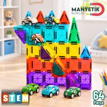 SmartFox Manyetik Bloklar 64 Parça Mıknatıslı Yapı Oyuncak Seti Eğitici Kutu Oyuncak