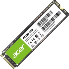 Acer FA100 Pcıe 3.0 Nvme SSD 1 Tb: 3300 Mb/s'ye Kadar Okuma Hızı, Hmb ve Slc'li GEN3X4 M.2 2280 Dahili Sabit Sürücü - Dizüstü/masaüstü Bilgisayar Için Katı Hal Oyun Sürücüsü