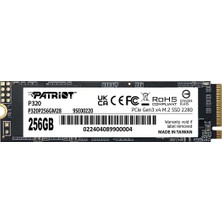 Patriot Memory Patriot P320 256 GB Dahili SSD - Nvme Pcıe Gen 3x4 - M.2 2280 - Katı Hal Sürücüsü - P320P256GM28