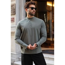 Madmext Haki Yarım Balıkçı Yaka Slim Fit Erkek Sweatshirt E7202