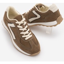 Marjin Kadın Çok Parçalı Bağcıklı Sneaker Rovel Tütün Kahve Süet