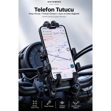 Motobros Motosiklet Telefon Tutucu Motor Telefon Tutucu T-2 8 Kollu 4 Hava Yastıklı Titreşim Önleyici Gidon Ayna Aparatı