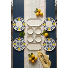 Papart Limon 10 Parça 4 Kişilik Handmade Handmade Stackable Seramik Tabak Seti Premium Sunum & Kahvaltı Takımı