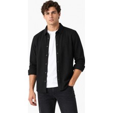 Lacoste Men's Regular Fit Button-Down Cotton Shirt Erkek Çıt Çıt Yaka Gömlek Siyah