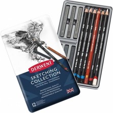 Derwent Sketching Collection 12'li Eskiz Çizim Seti 34305 Teneke Kutu Profesyonel Kalite