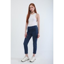 Blue White Kadın Likralı Esnek Lacivert Rins Jean Pantolon