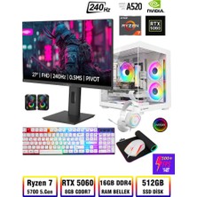 Zeiron Damage X40 Ryzen 7 5700 16GB Ram 512GB M.2 Nvme SSD RTX5060 8GB 27" 240Hz Oyuncu Masaüstü Bilgisayar