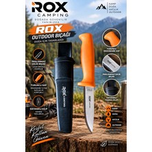 Rox Camping Bushcraft Eco Outdoor Kamp Bıçağı Turuncu Saplı Paslanmaz Çelik ve Kılıflı