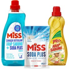 Miss Sıvı Çamaşır Deterjanı - Soda Plus Beyaz Sabun - Arap Sabunu 3 Lü Temizlik Seti