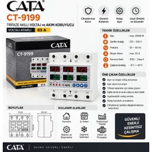 Cata CT-9199 Trifaze Akıllı Voltaj ve Akım Koruyucu 63A 120-300V Ayarlanabilir Dijital
