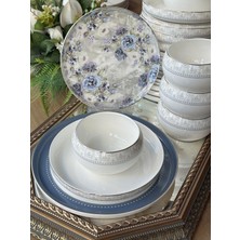 Rossev Porselen Yemek Takımı 24 Parça 6 Kişilik Blue Rose