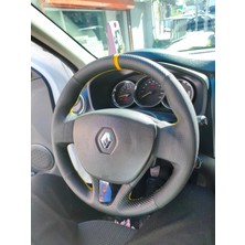 İskender Oto Aksesuar Direksiyon Klıfı Renault Symbol 2013 -  2016 Karbon Noktalı Sarı Şerit Sarı Dikişli Detay deri direksiyon