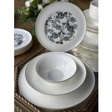Rossev Porselen Yemek Takımı 24 Parça 6 Kişilik Black Rose