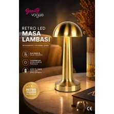 Mantar Lamba, 3 Kademeli Işık, USB Şarjlı, Şarjlı Dokunmatik LED Lamba, Kablosuz Gece Lambası