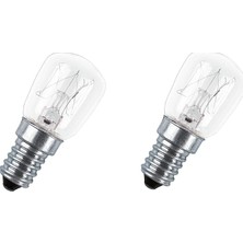 25 Watt Fırın Ampulü E14 2'li Paket / 300°C'YE Dayanıklı, Şeffaf Cam, Mini Boyut, E14 Duy, I