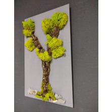Dc Art Gallery Dcartgallery Doğal Ağaç Kabuğu ve Şoklanmış Yosun Hayat Ağacı Tablosu (30X50 Cm) - Şövale Ayaklı Masa ve Duvar Dekoru