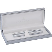Steelpen Saturn Serisi 2355 Mat Krom Dolma Kalem+Tükenmez Kalem