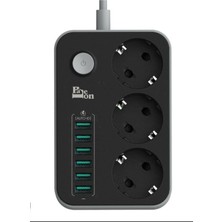 Ceylan Teknoloji İletişim USB Port Çoklu Şarj Istasyonu Priz Çoğaltıcı 6 USB Girişi 3.4A Siyah Estetik Tasarım