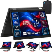 Lenovo Thinkpad L13 Yoga Intel Core Ultra 7 165U 32GB 1tb SSD 13.3" Wuxga IPS Dokunmatik+Kalem Windows 11 Pro Notebook ve Asbertech Çanta