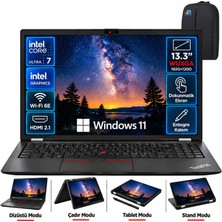 Lenovo Thinkpad L13 Yoga Intel Core Ultra 7 165U 32GB 2tb SSD 13.3" Wuxga IPS Dokunmatik+Kalem Win 11 Pro Notebook ve Asbertech Çanta