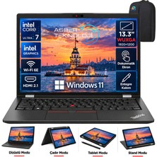 Lenovo Thinkpad L13 Yoga Intel Core Ultra 7 165U 32GB 2tb SSD 13.3" Wuxga IPS Dokunmatik+Kalem Win 11 Pro Notebook Asbertech Çanta