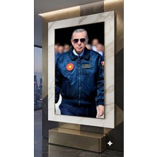 Elmas Dizayn Recep Tayyip Erdoğan Reis Başkan Başkomutan Uzun Adam Rte 4mm Tamperli Uv Baskı Cam Tablo Ev Ofis Duvar Dekor Hediyelik Tablo Premium Marka Canlı Deluxe UHD Baskı Gerçek Cam