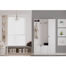 Beyza Country Portmanto Rabi Mobilya 200 cm Yükseklik ve 120 cm Genişlikte Şık Beyaz Tasarım