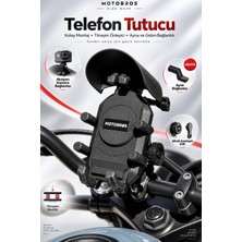 Motobros Motosiklet Telefon Tutucu Motor Telefon Tutucu M-39 Titreşim Önleyici Gidon Ayna Bağlantılı