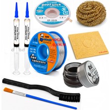 MHM Lehimleme Seti 0,8 mm 40 gr Lehim Teli 2’li Flux CP-2515  Lehim Fitili Fırça ve Havya Ucu Temizleme Seti ST06