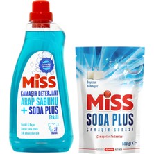 Miss Sıvı Çamaşır Deterjanı Arap Sabunu + Soda Etkili 1.5 Lt ve Soda Plus Beyaz Sabun 500 gr 2 Li Set
