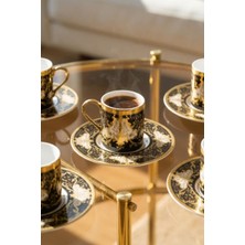 Acar Jessamine 24K Altın Detaylı 12 Parça 6 Kişilik Porselen Kahve Fincan Takımı - 90 ml