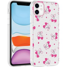 Marsilyan iPhone 11 Kılıf Çiçek ve Fiyonk Desenli Kamera Yükseltili Mryn Premium