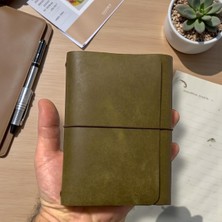 Guizzmo Deri Defter Kılıfı, A6 Boyut, 3 Lastikli, Minimalist Tasarım